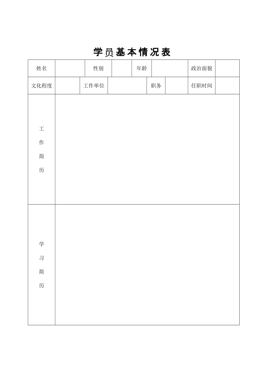 xx区党政领导干部脱产进修学情档案_第2页