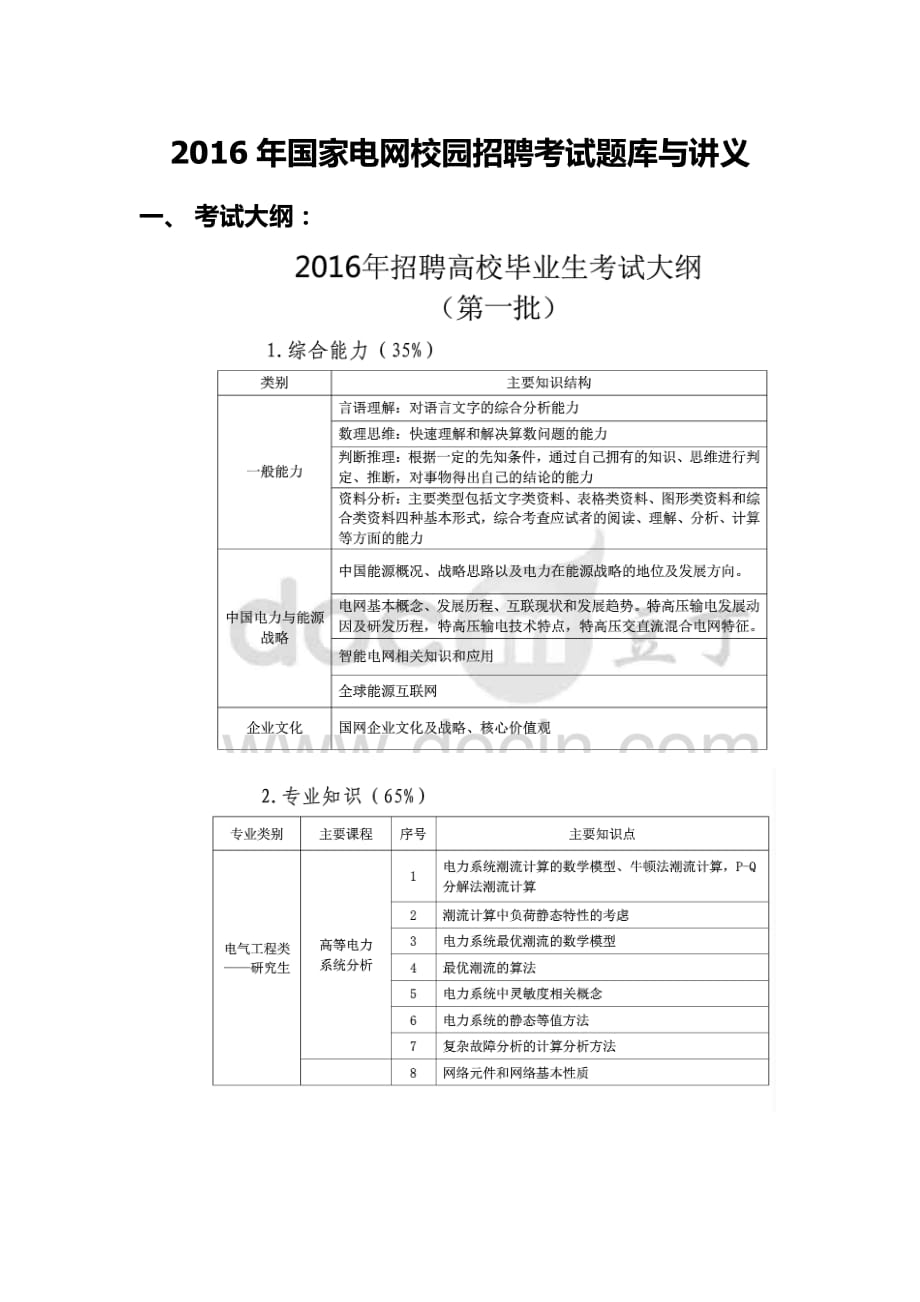 2016年国家电网校园招聘研究生考试大纲题库与讲义(同名240)_第1页