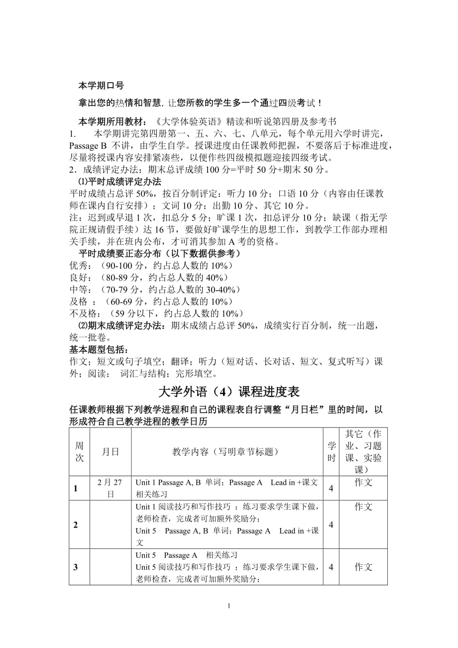 2010级2011-2012(2)-英语(4)教学日历(上报)_第2页