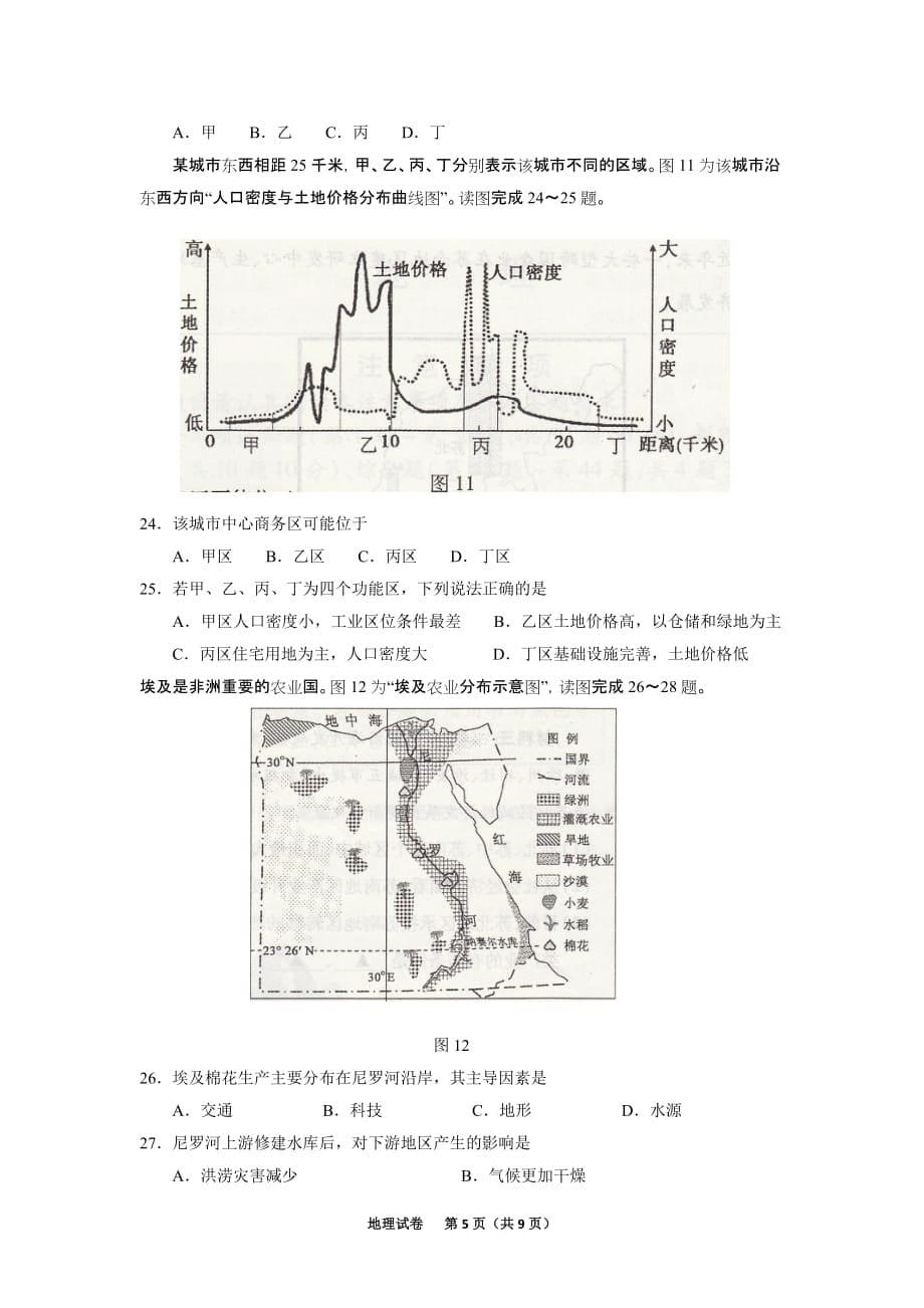 2013年江苏省普通高中学业水平测试(必修科目)地理试卷(同名28684)_第5页