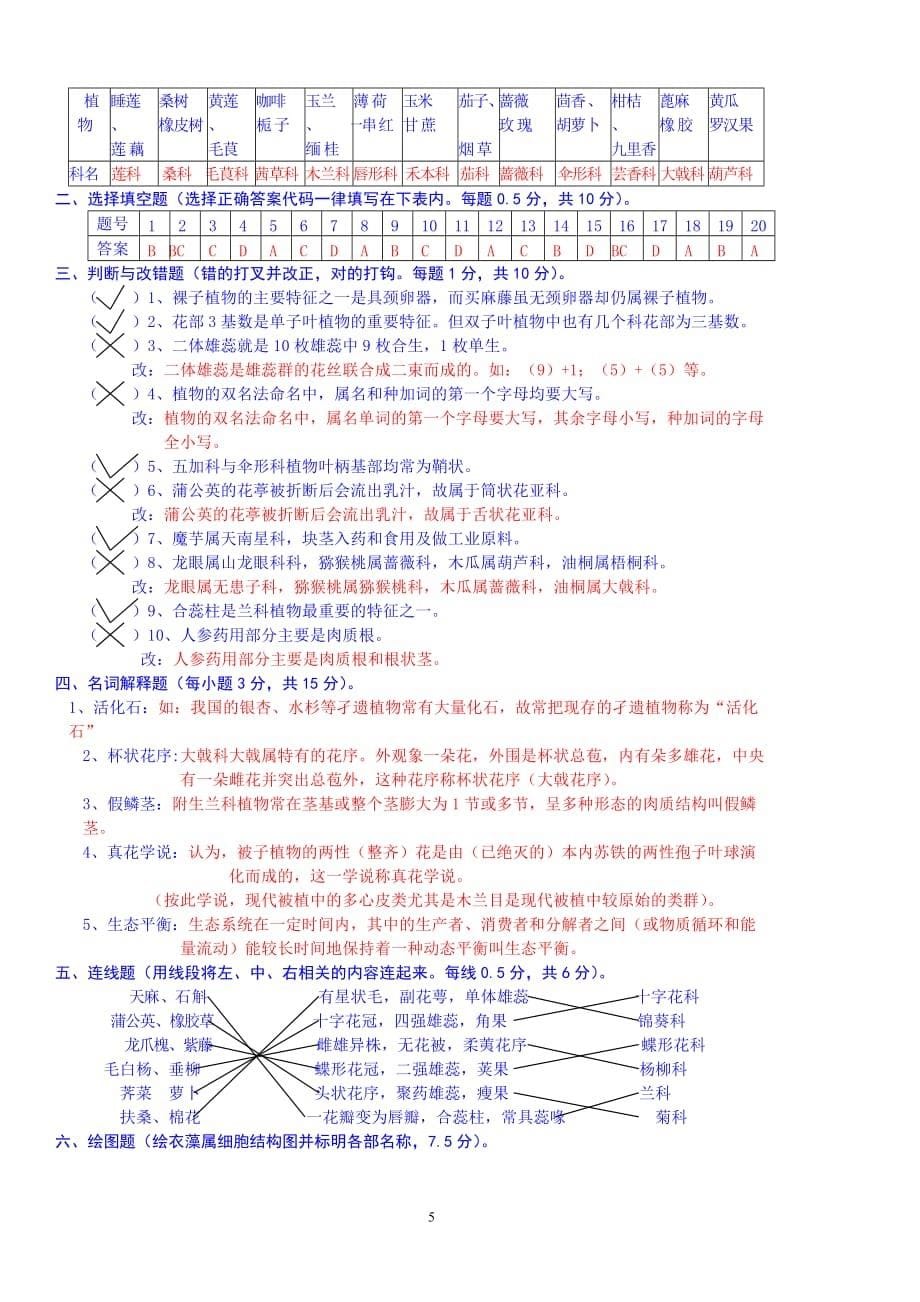 《植物学》下学期期末试卷及答案(a卷)_第5页