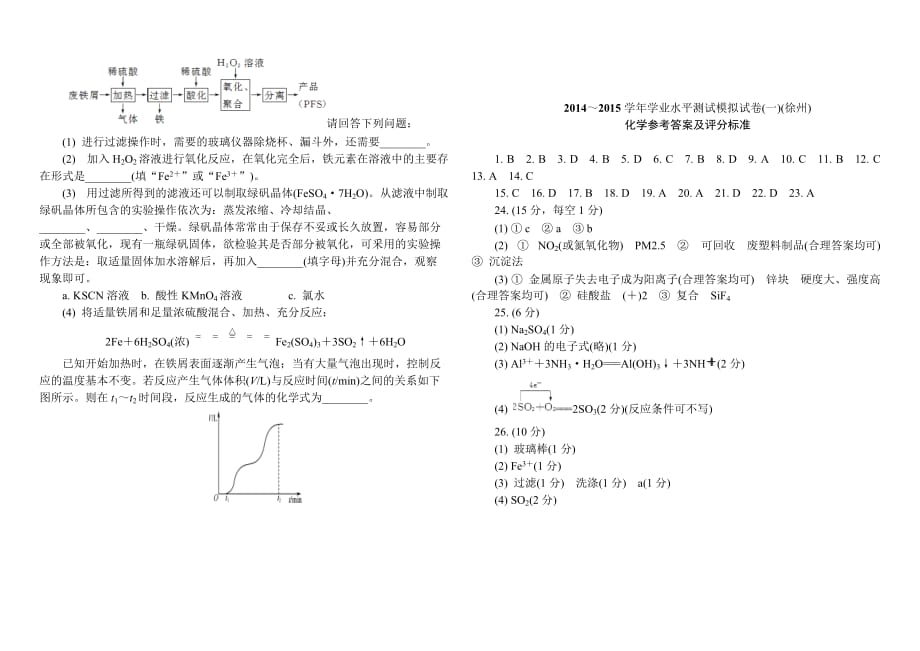 21苏教版高中化学学业水平测试题及答案_第4页