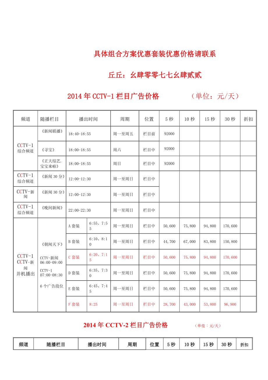 2014年cctv中央电视台广告价格_第1页