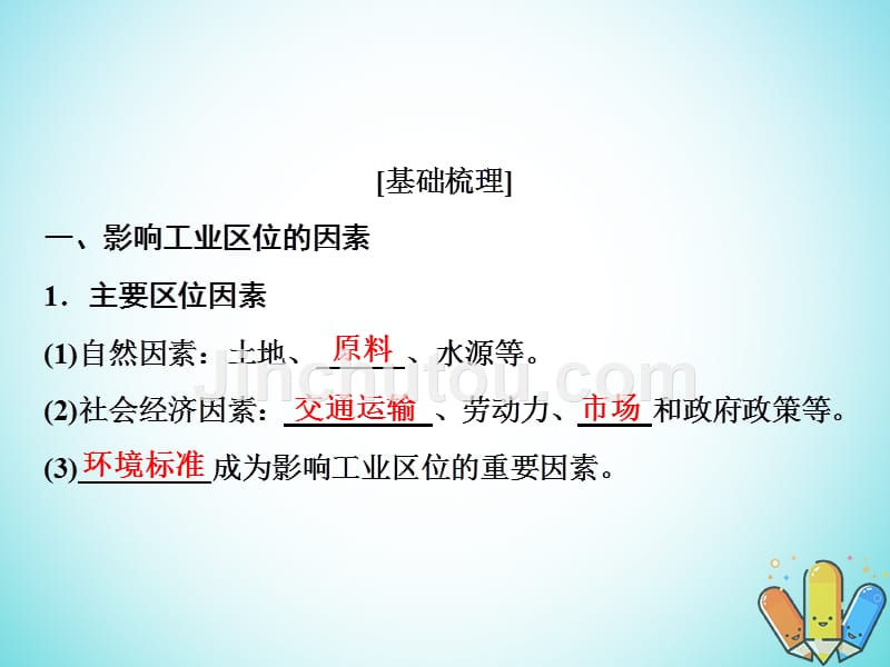 2019版高考地理一轮复习 7.2 工业生产与地理环境鲁教版_第4页