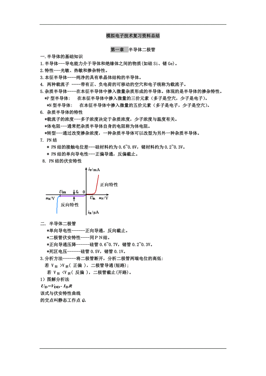 模拟电子技术基础 知识点总结_第1页