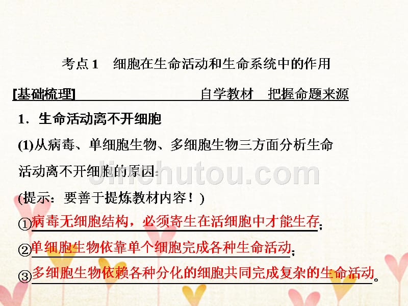 2019版高考生物一轮复习 第一部分 第一单元 细胞及其分子组成 第1讲 走近细胞新人教版_第4页