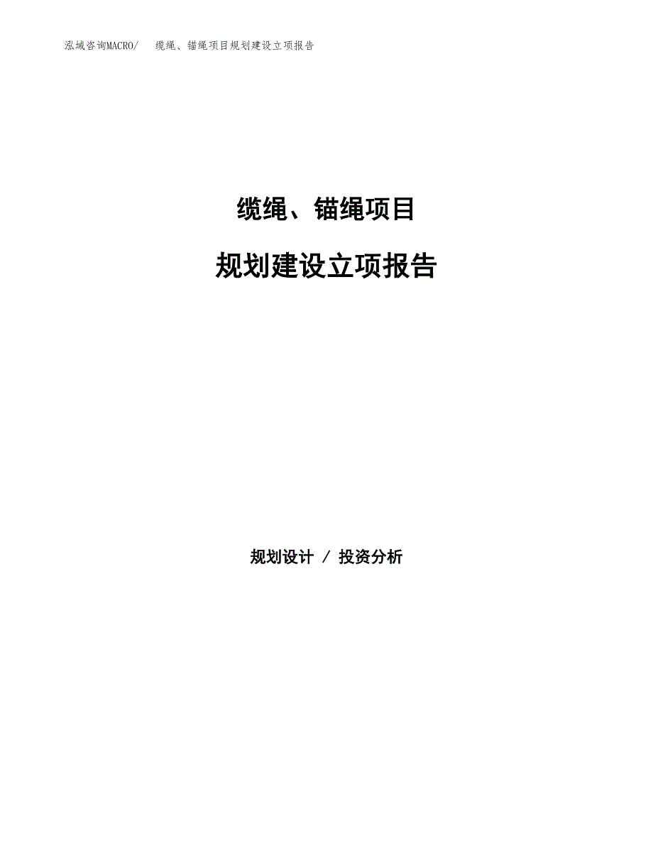 缆绳、锚绳项目规划建设立项报告_第1页