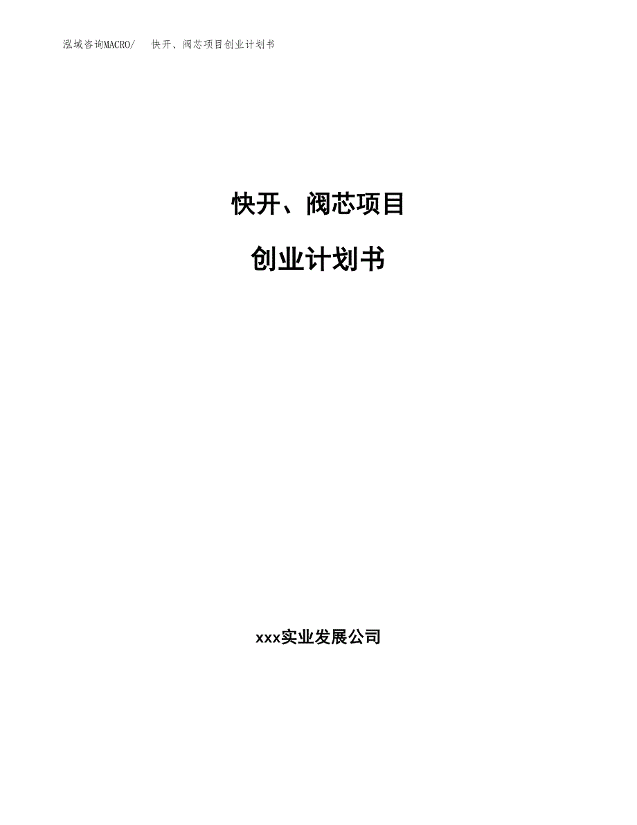 快开、阀芯项目创业计划书.docx_第1页