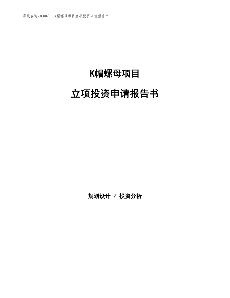 K帽螺母项目立项投资申请报告书.docx_第1页