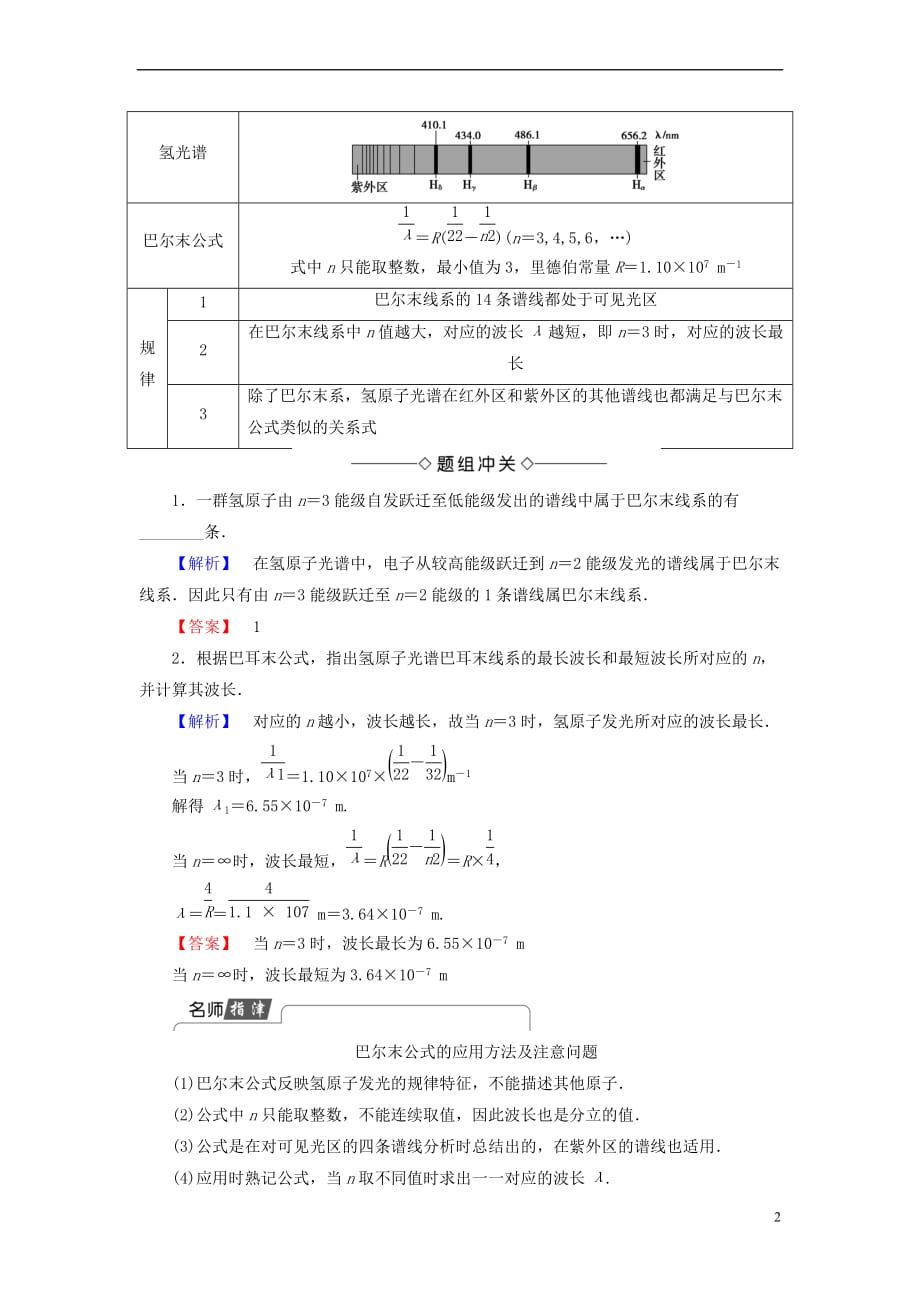 2018版高中物理 第2章 原子结构 第4节 氢原子光谱与能级结构教师用书 鲁科版选修3-5_第2页