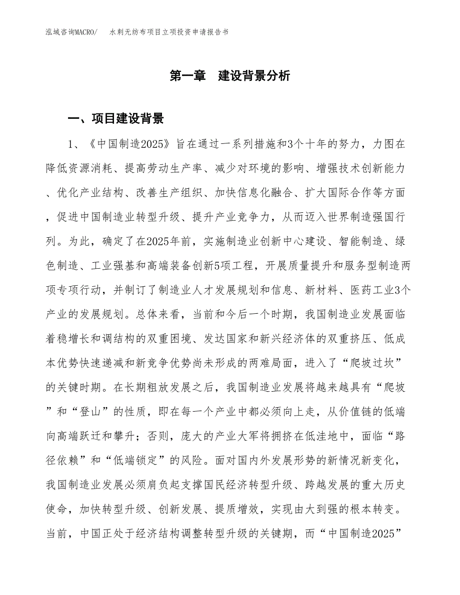 水刺无纺布项目立项投资申请报告书.docx_第2页