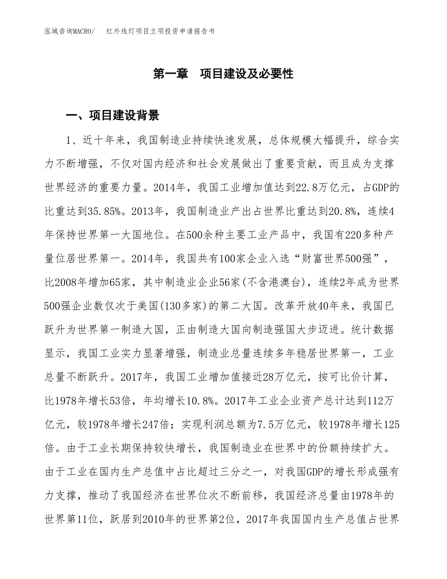 红外线灯项目立项投资申请报告书.docx_第2页