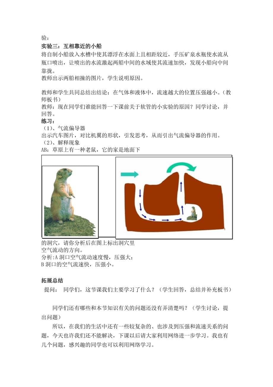 物理人教版初二下册四、流体压强与流速的关系_第5页