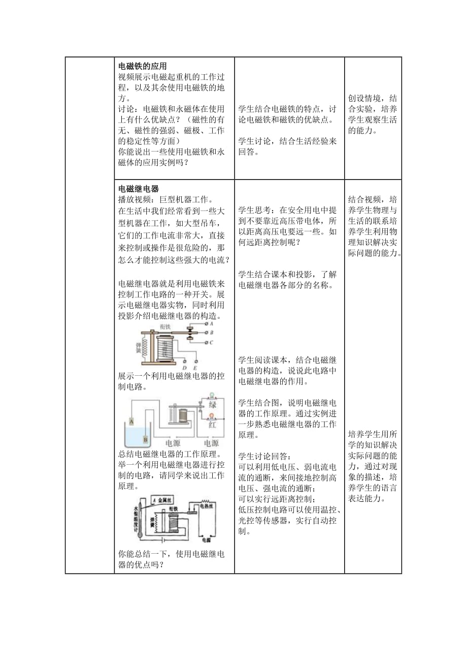 物理人教版初三全册电磁铁教案_第4页