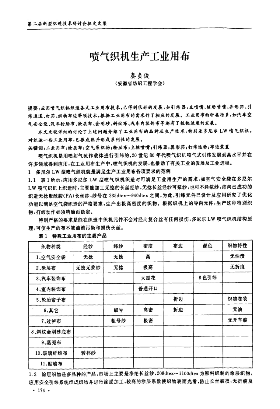 喷气织机生产工业用布_第1页