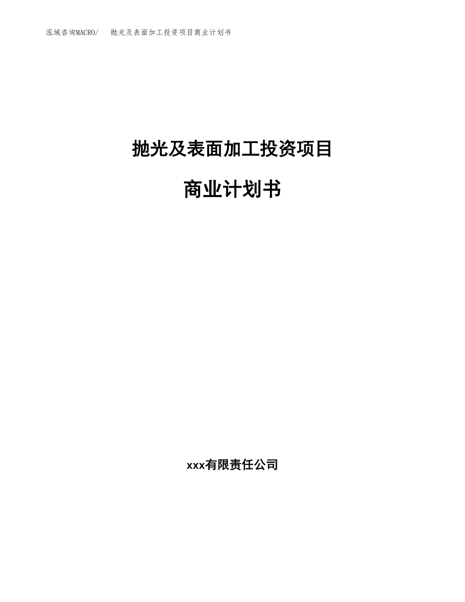 抛光及表面加工投资项目商业计划书.docx_第1页