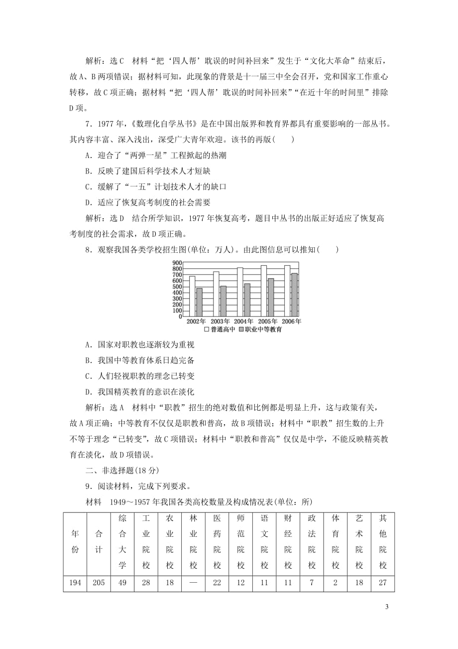 2018－2019学年高中历史 课时达标检测（二十八）国运兴衰系于教育（含解析）岳麓版必修3_第3页