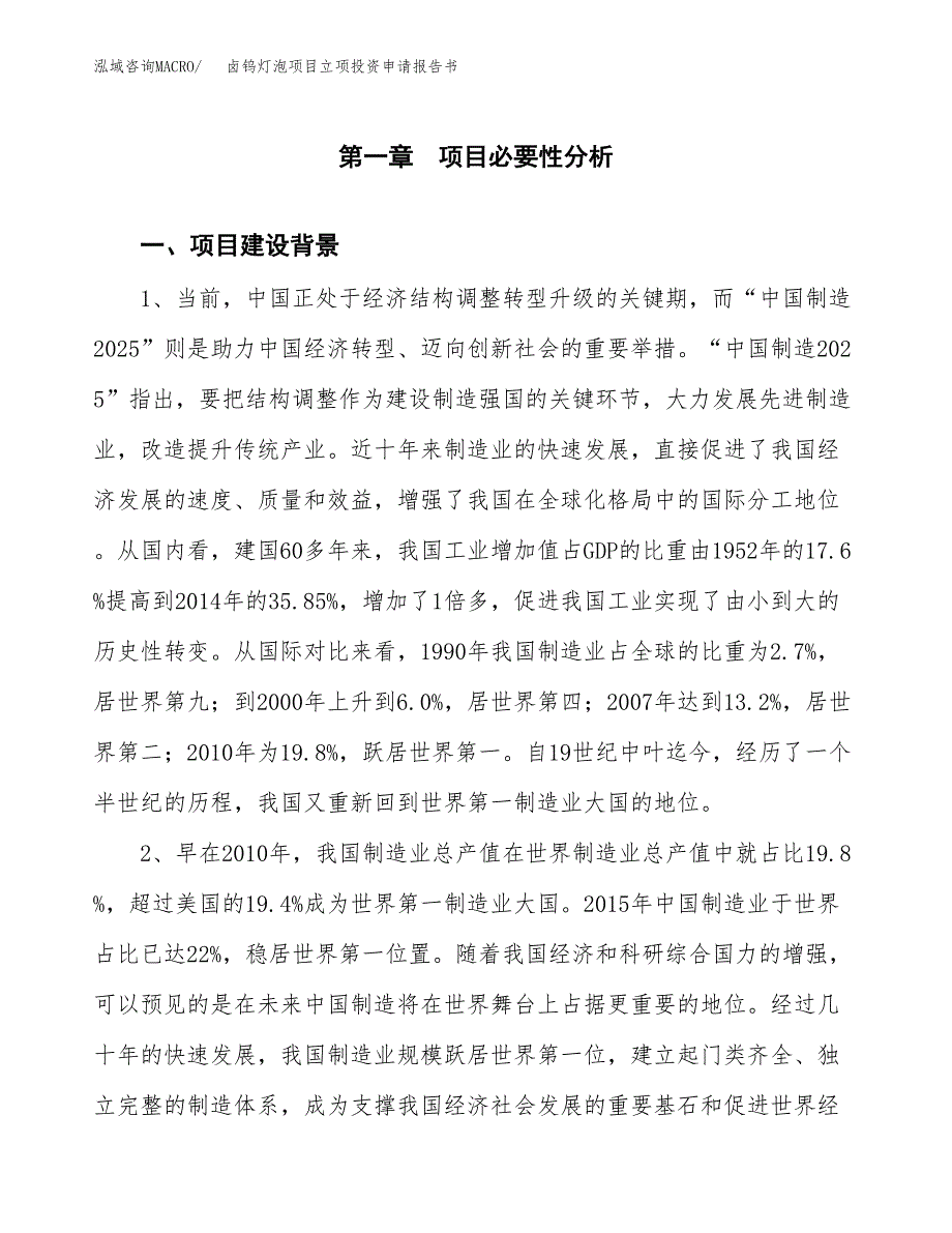 卤钨灯泡项目立项投资申请报告书.docx_第2页