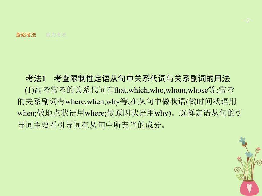 福建2018年高考英语总复习 语法专题 六 定语从句 北师大版_第2页