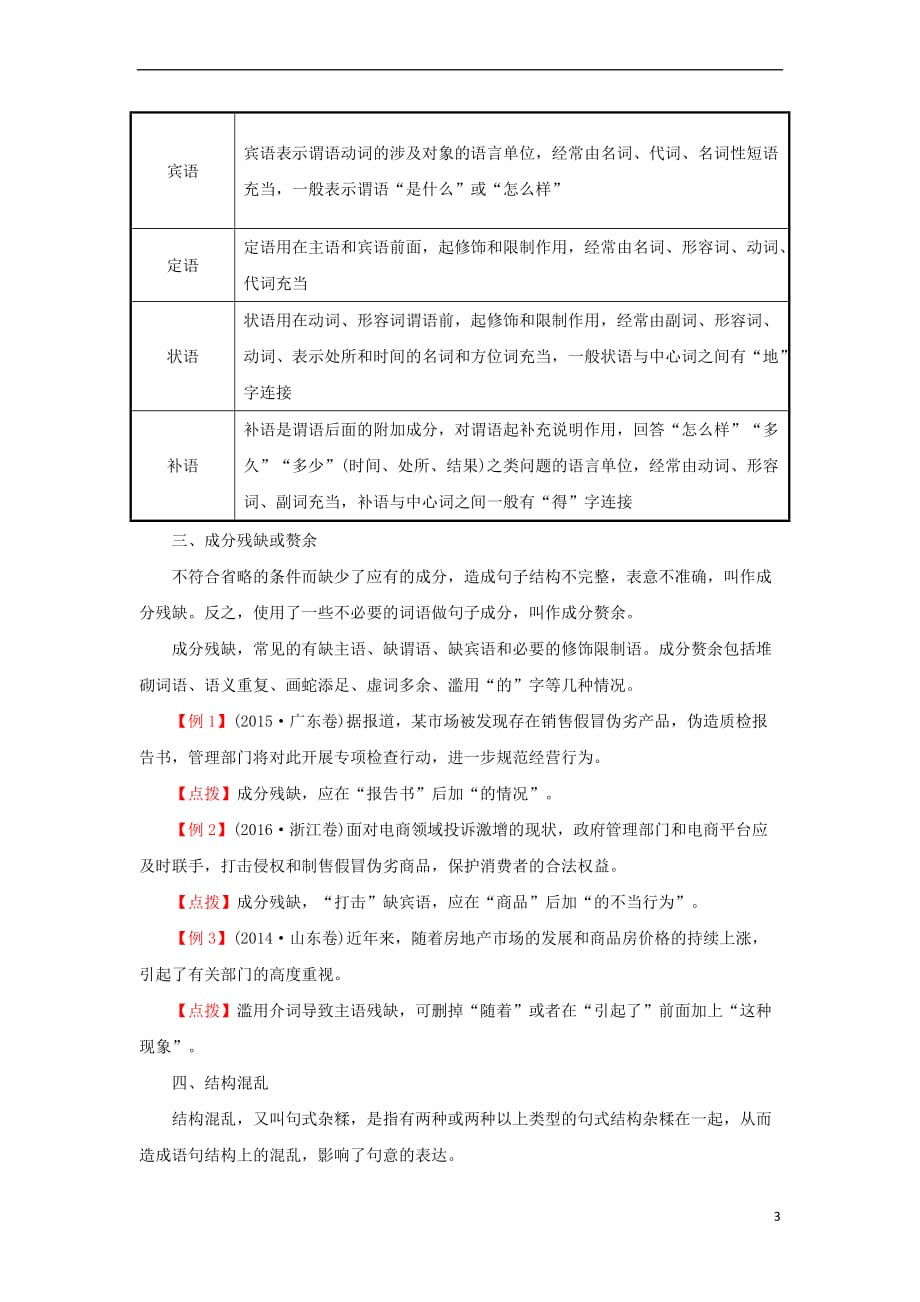 2018年高考语文一轮复习（核心梳理 固根基）3.2辨析并修改病句 新人教版_第3页