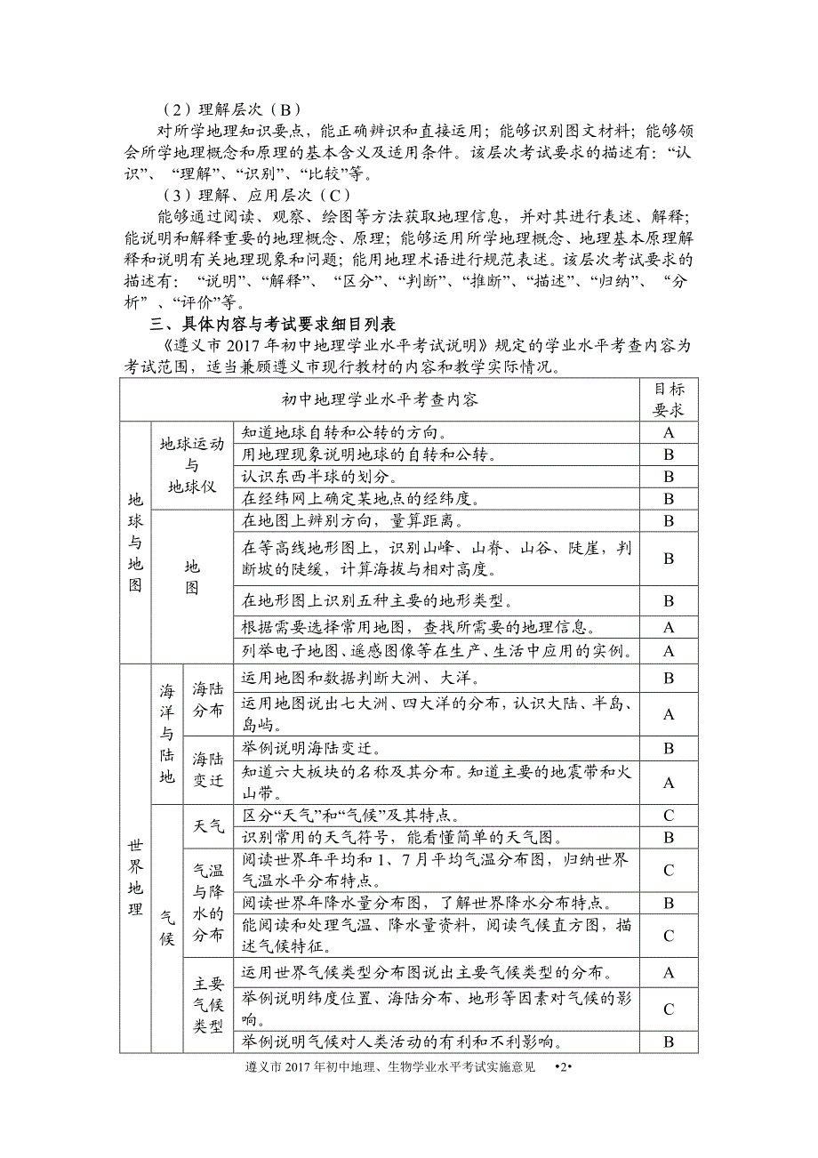 遵义市2018年初中毕业生学业(升学)考试实施意见(地理、生物)_第2页