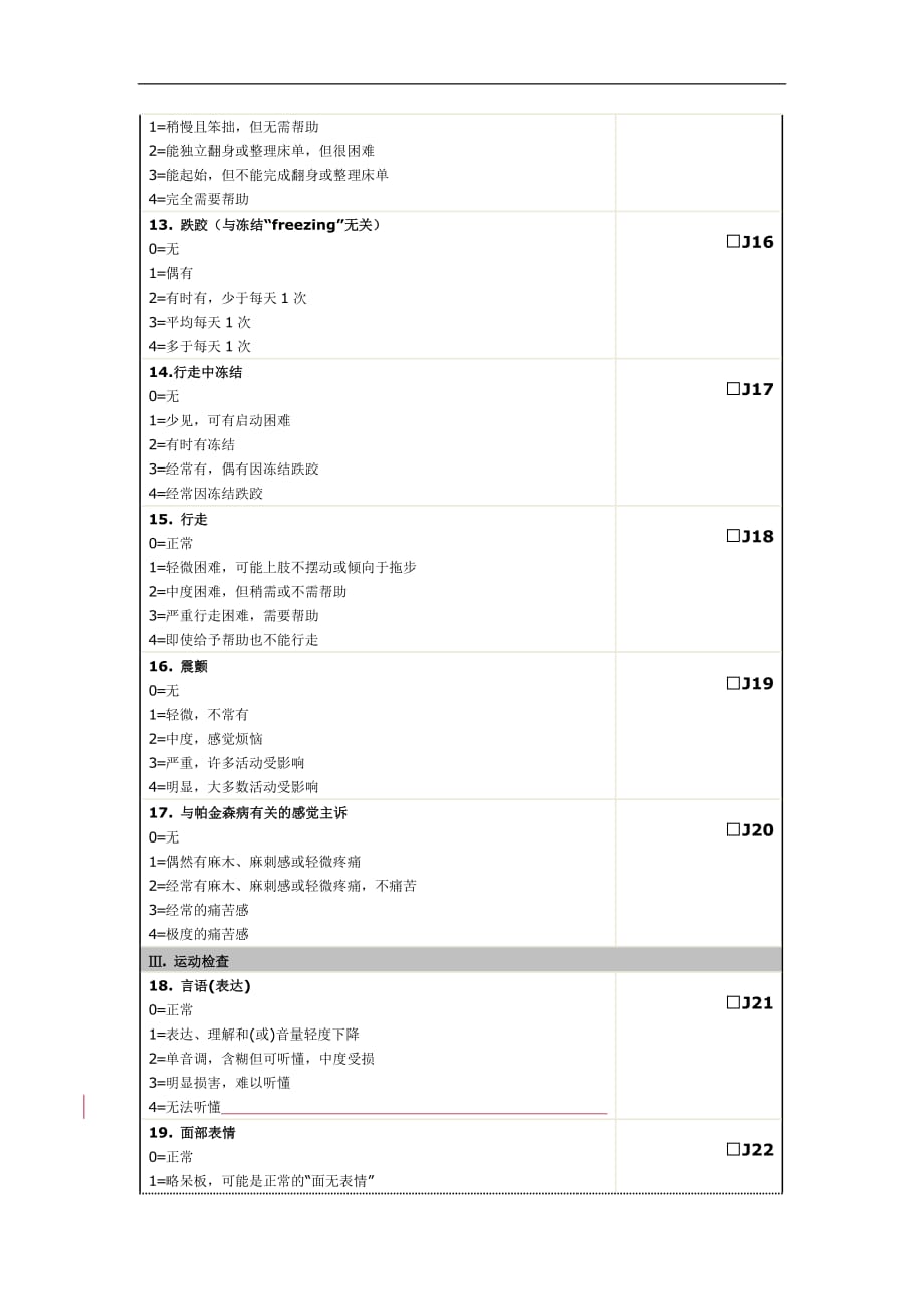 表三：统一帕金森病评定量表UPDRS30版_第3页