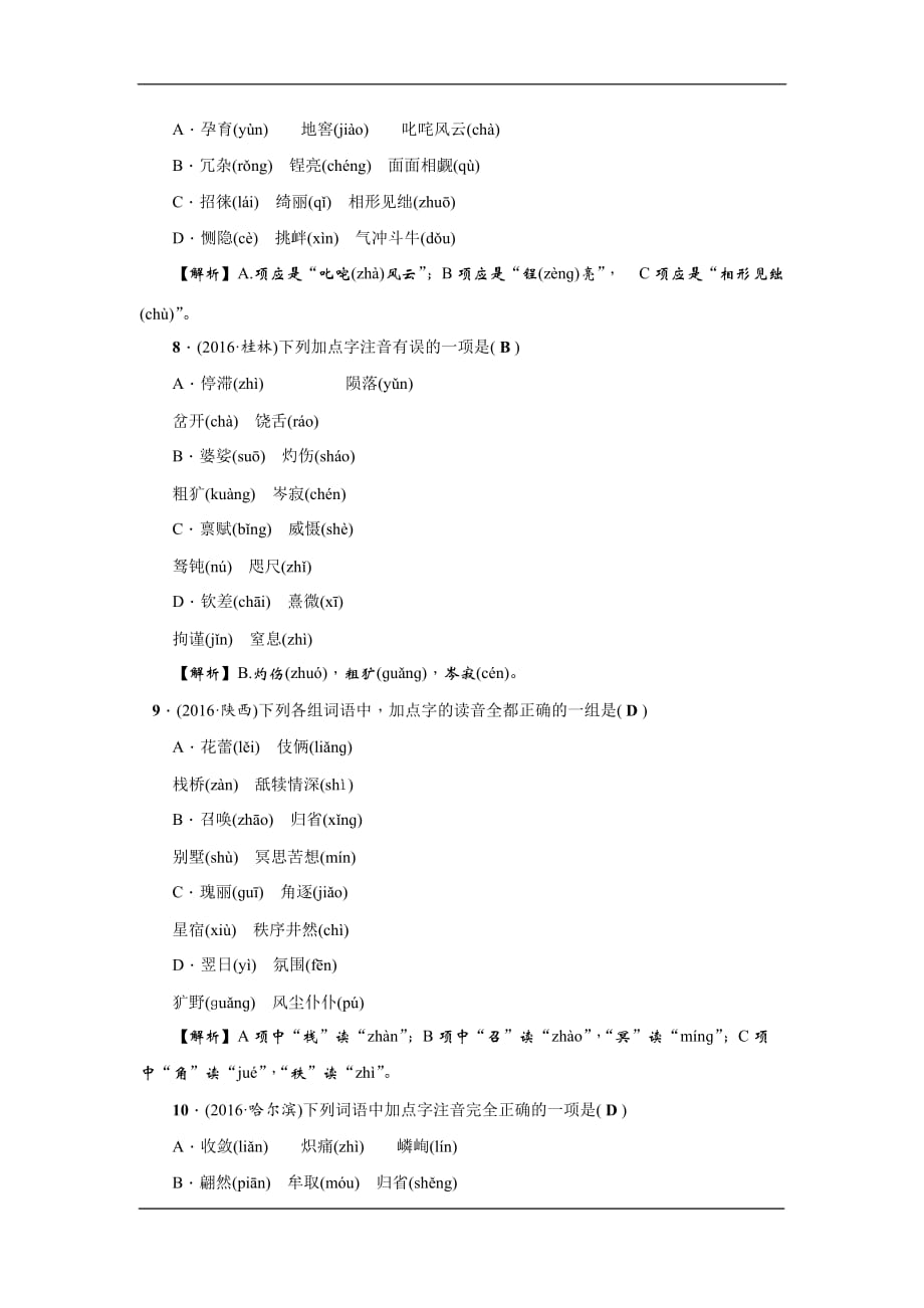 2020通用版-中考语文核心考点复习：语音与汉字_第3页