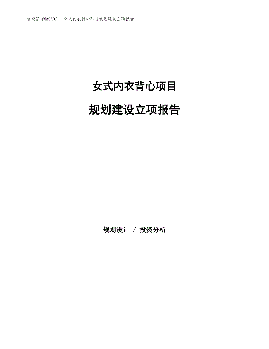 女式内衣背心项目规划建设立项报告_第1页