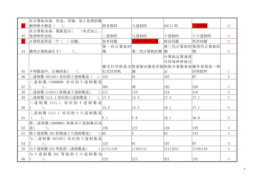 计算机基础知识选择题word格式_第4页