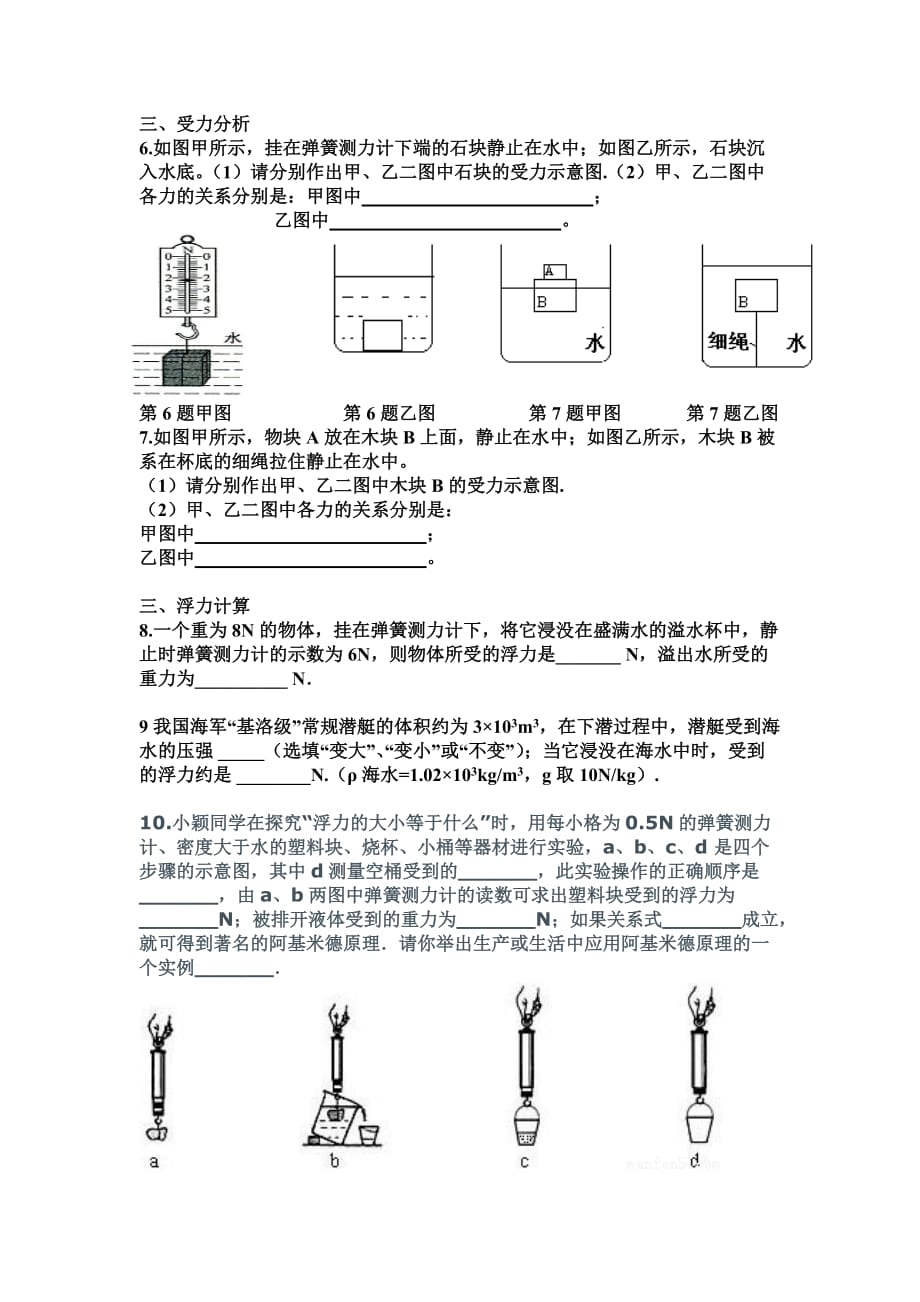 物理人教版初二下册专题复习 浮力_第3页