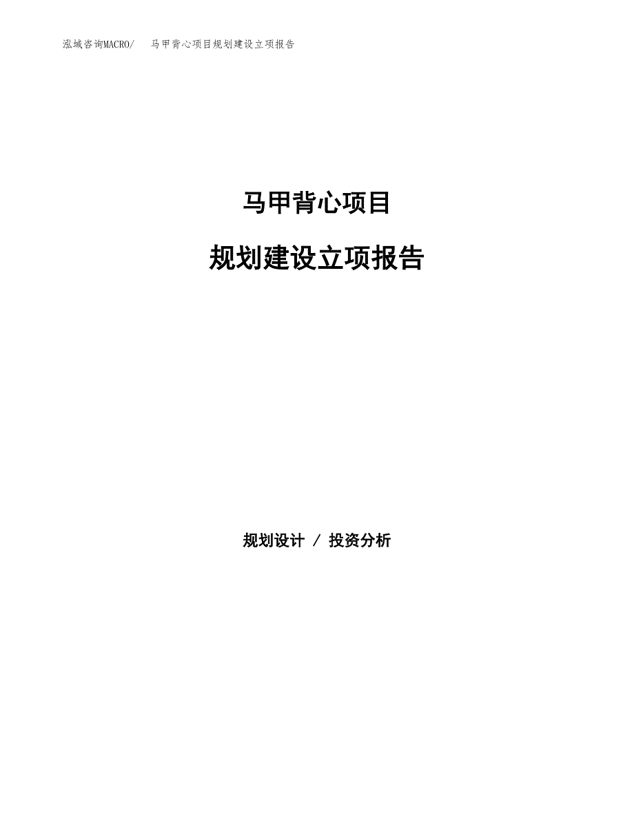 马甲背心项目规划建设立项报告_第1页