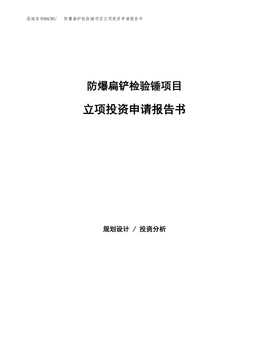 防爆扁铲检验锤项目立项投资申请报告书.docx_第1页