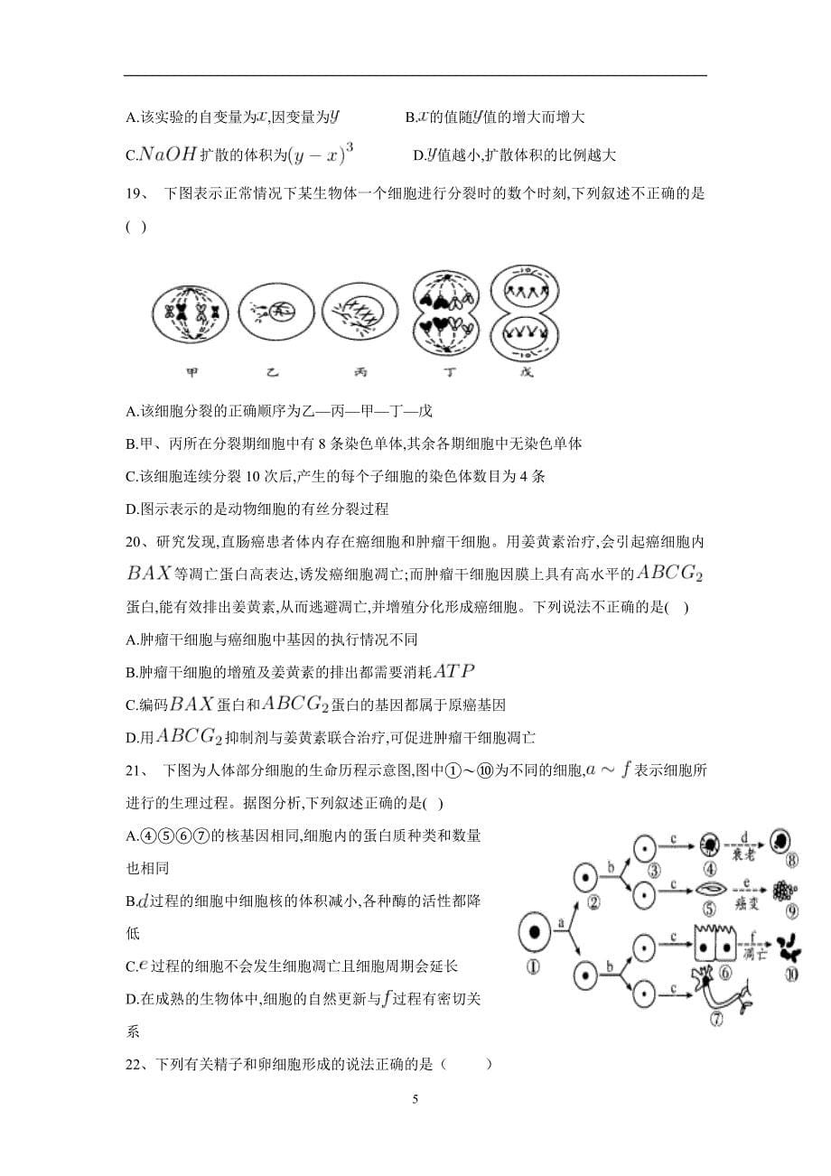 宁夏石嘴山市第三中学17—18学年上学期高二期末考试生物试题（附答案）$837720.doc_第5页