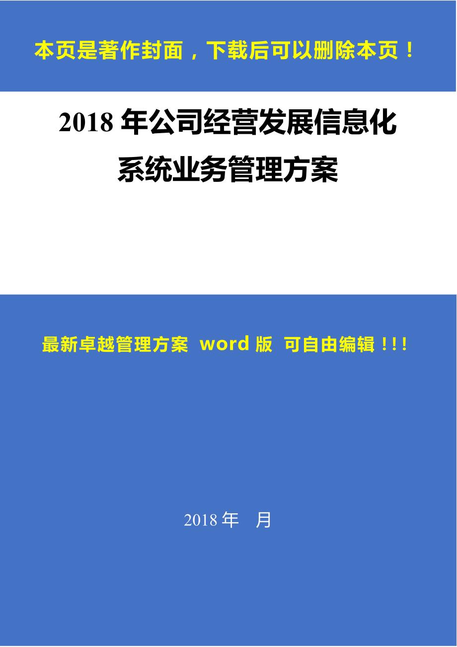 （精品推荐）2018年公司经营发展信息化系统业务管理方案_第1页