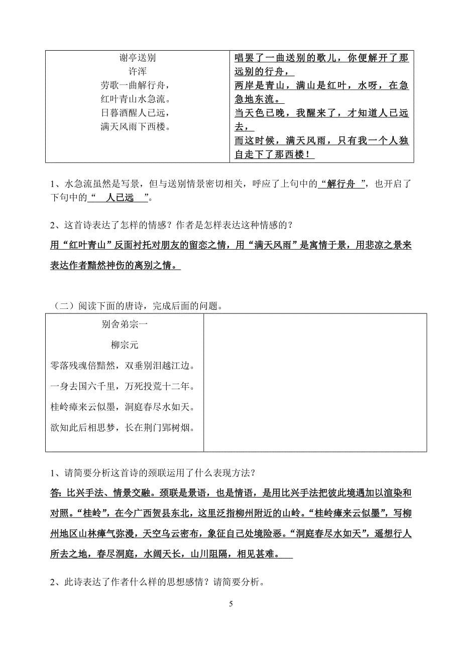 唐诗宋词选读——送别诗的教学及阅读提问_第5页