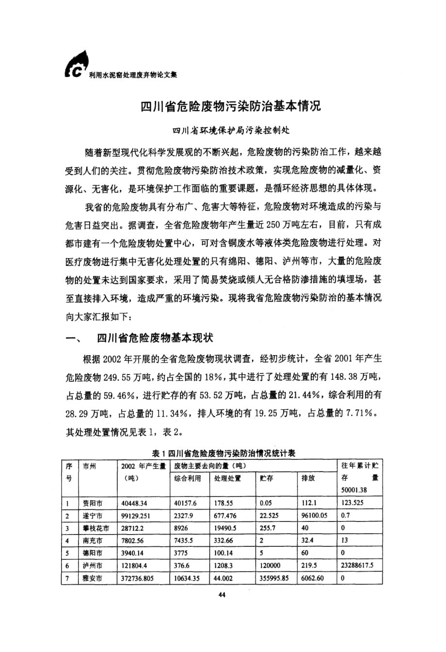 四川省危险废物污染防治基本情况_第1页
