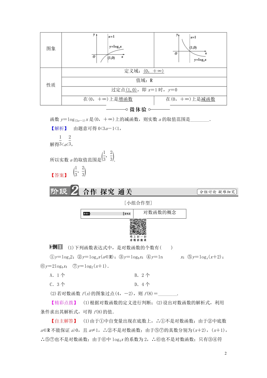 2018版高中数学 第三章 基本初等函数（Ⅰ）3.2.2 对数函数学案 新人教B版必修1_第2页