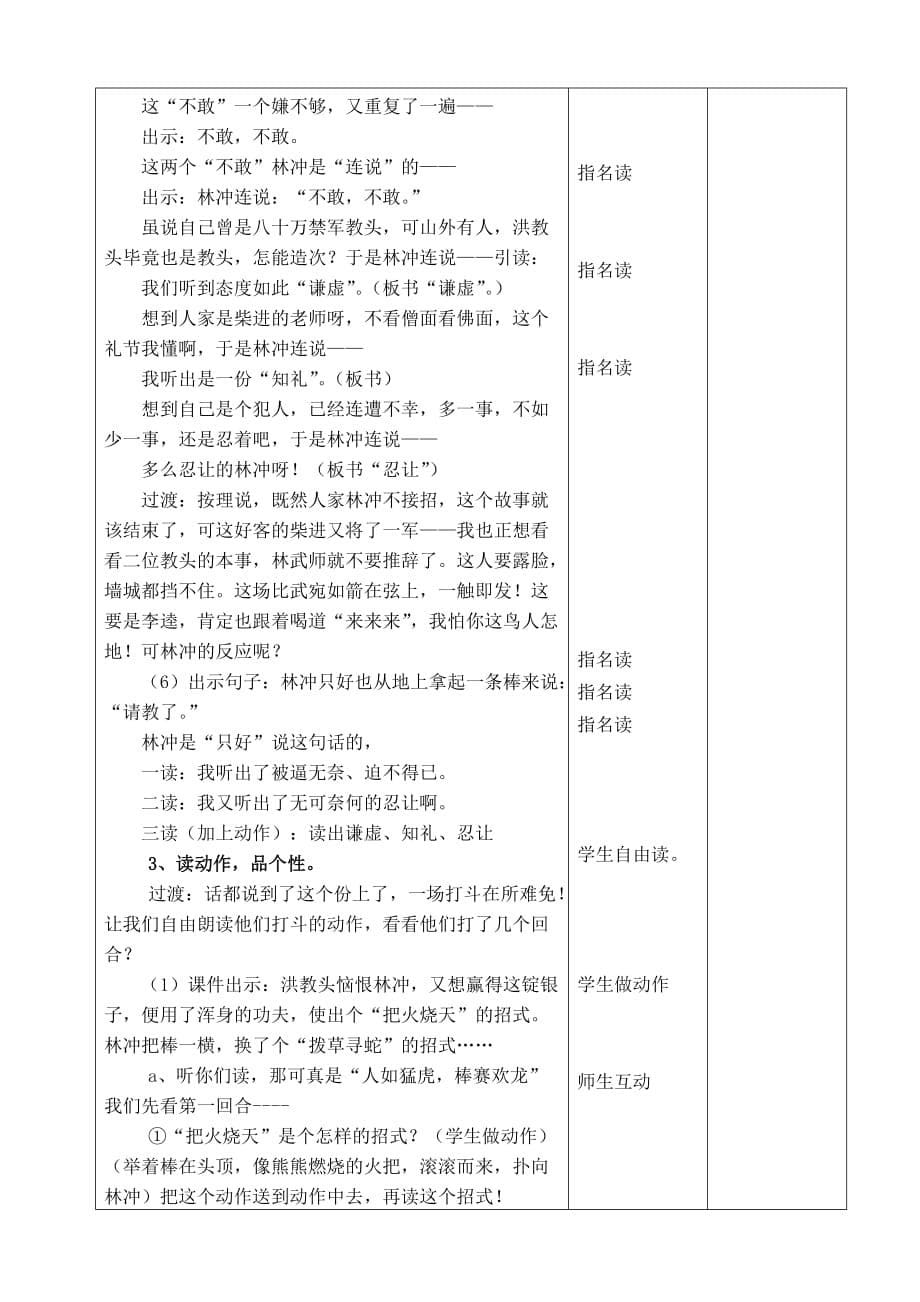 苏教版语文五年级上册《林冲棒打洪教头》教学设计_第5页