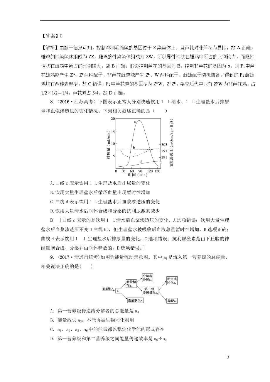 2019年高考生物一轮复习 预热自练题（2）新人教版_第3页