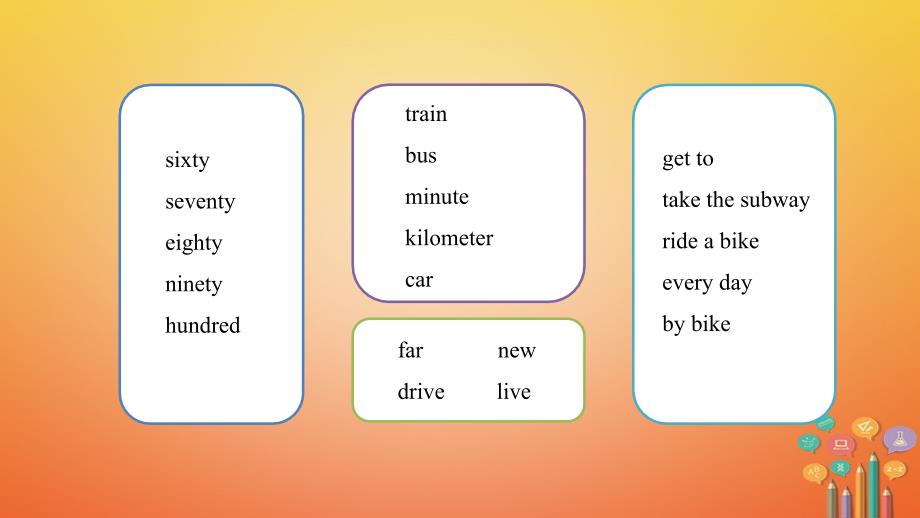 初一英语下册 Unit 3 How do you get to school Section A核心词汇人教版_第2页