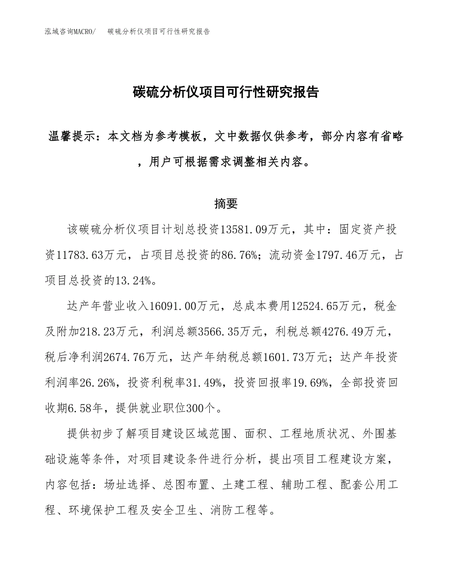 2019碳硫分析仪项目可行性研究报告参考大纲.docx_第1页