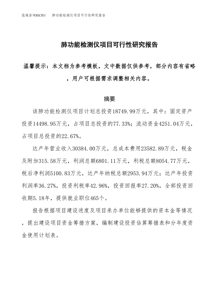 2019肺功能检测仪项目可行性研究报告参考大纲.docx_第1页