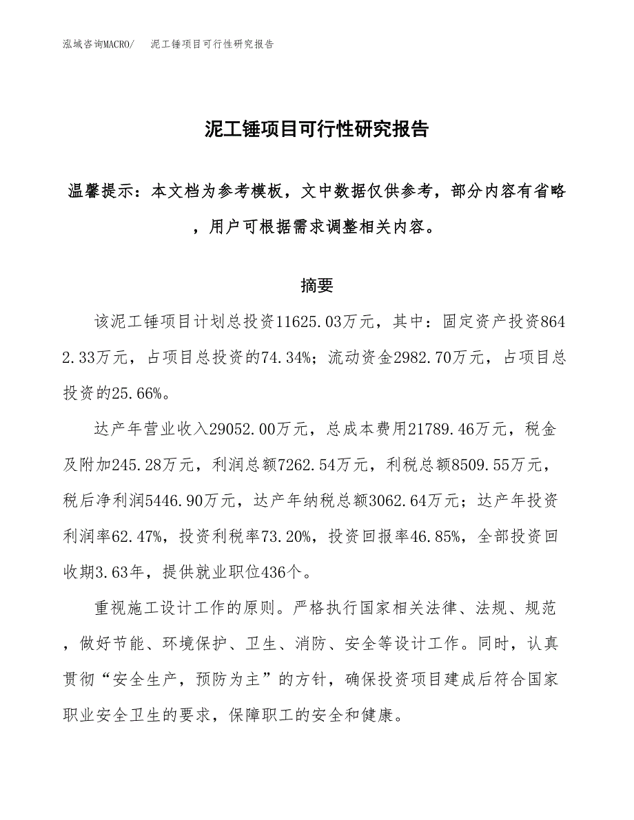 2019泥工锤项目可行性研究报告参考大纲.docx_第1页