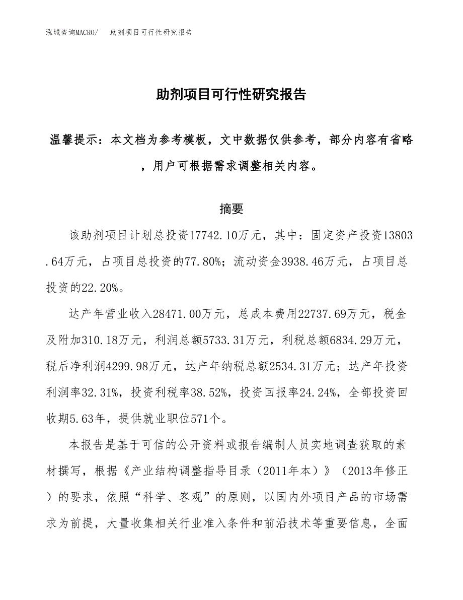 2019助剂项目可行性研究报告参考大纲.docx_第1页