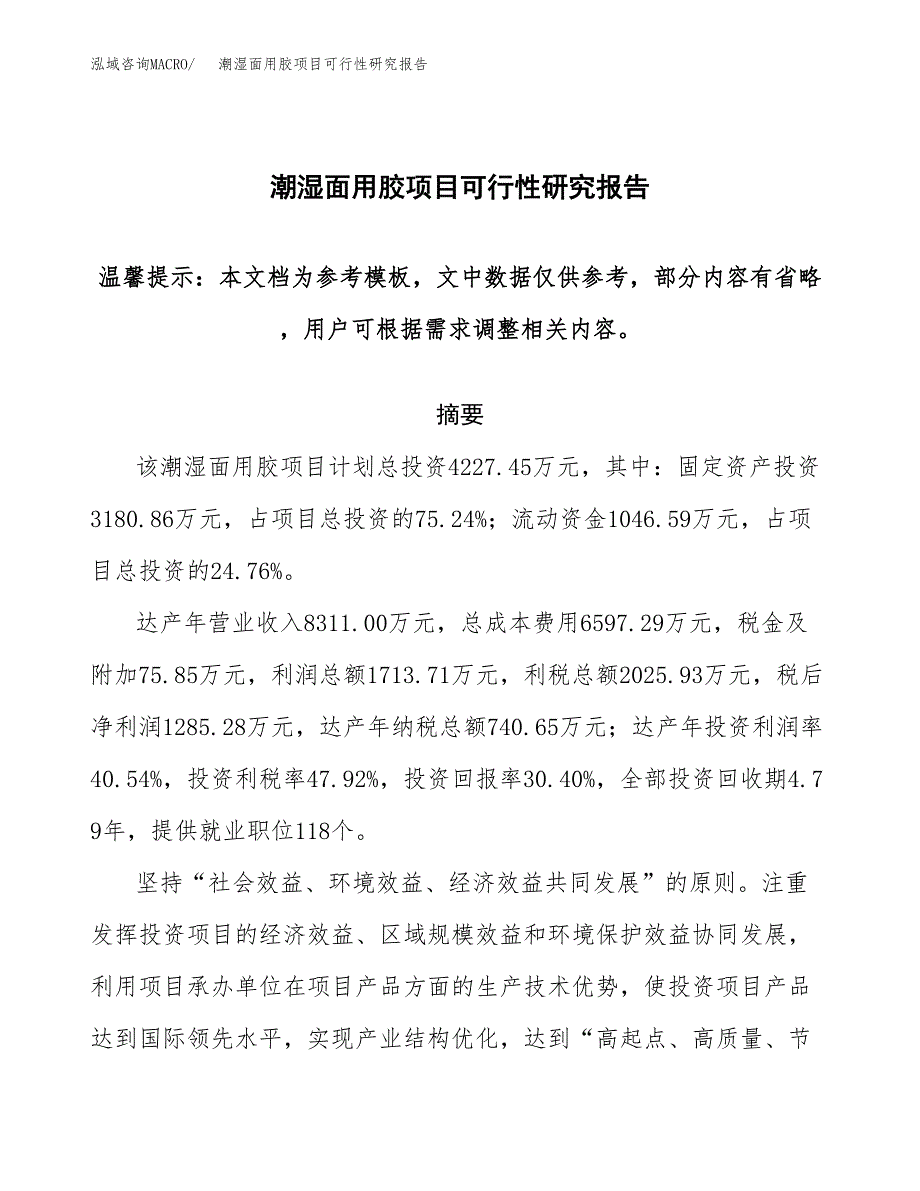 2019潮湿面用胶项目可行性研究报告参考大纲.docx_第1页