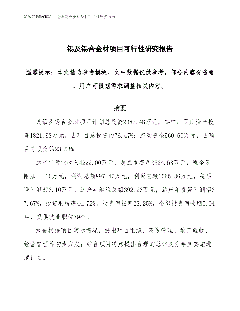 2019锡及锡合金材项目可行性研究报告参考大纲.docx_第1页