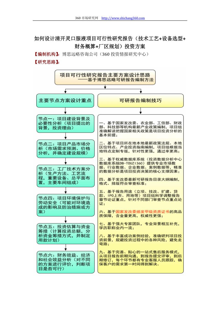 如何设计清开灵口服液项目可行性研究报告(技术工艺+设备选型+财务概算+厂区规划)投资_第1页