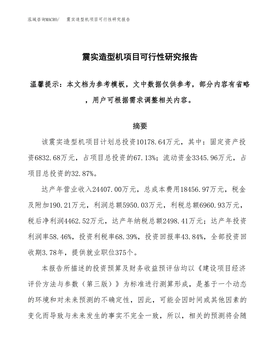 2019震实造型机项目可行性研究报告参考大纲.docx_第1页