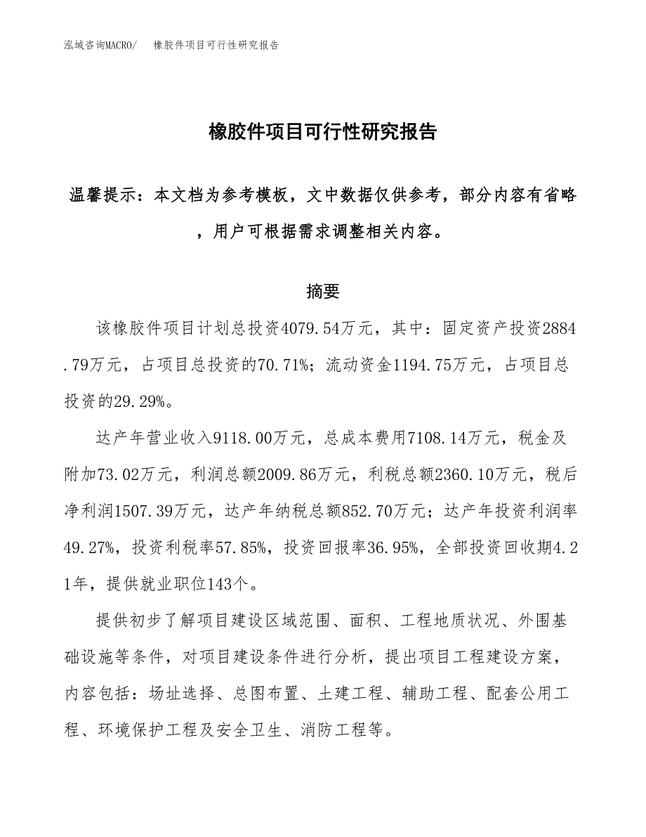 2019橡胶件项目可行性研究报告参考大纲.docx_第1页