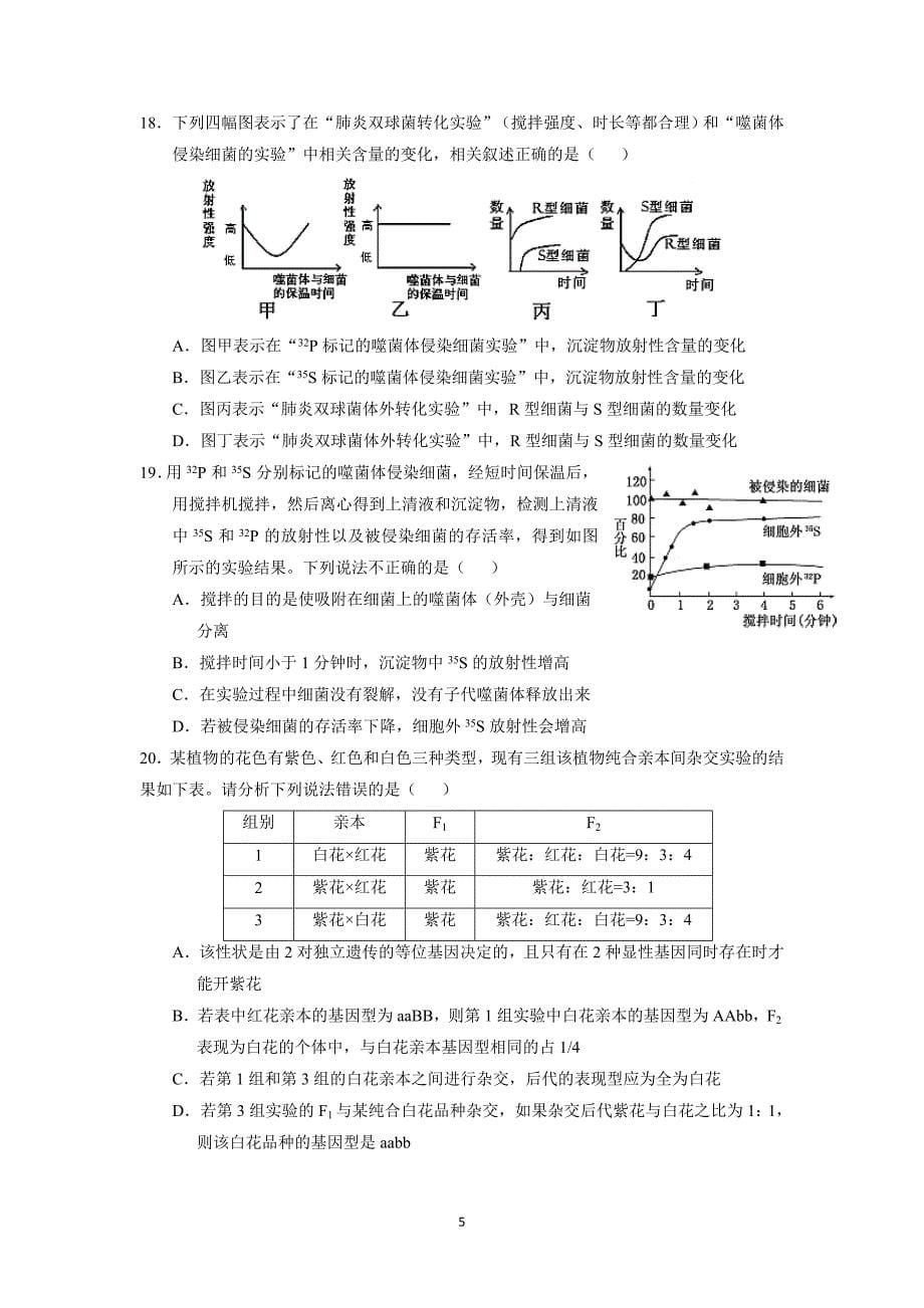 2017届高三12月月考生物试题（附答案）$750241.doc_第5页